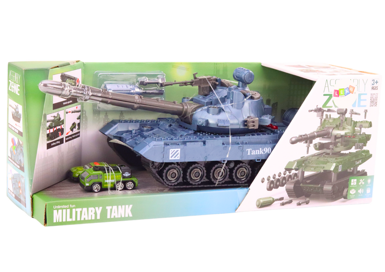Lean Toys, czołg wojskowy, pojazd do skręcania, niebieski