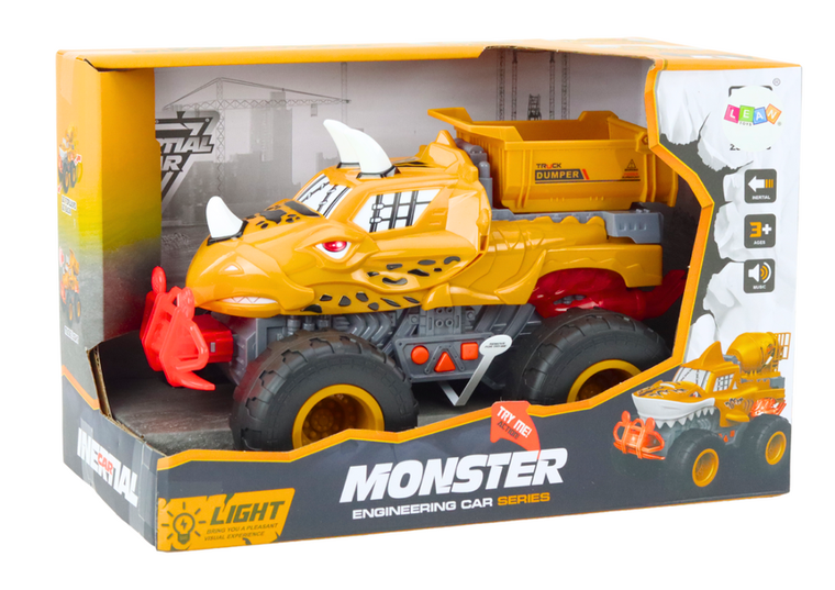 Lean Toys, dino terenówka, pojazd z napędem frakcyjnym, pomarańczowa