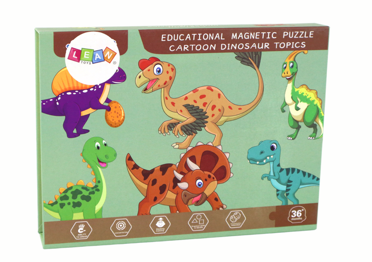 Lean Toys, Dinozaury, puzzle edukacyjne, magnetyczne