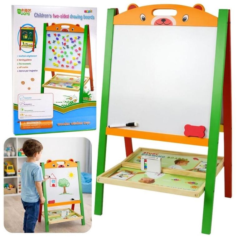 Lean Toys, dwustronna tablica edukacyjna 2w1, magnetyczna i kredowa