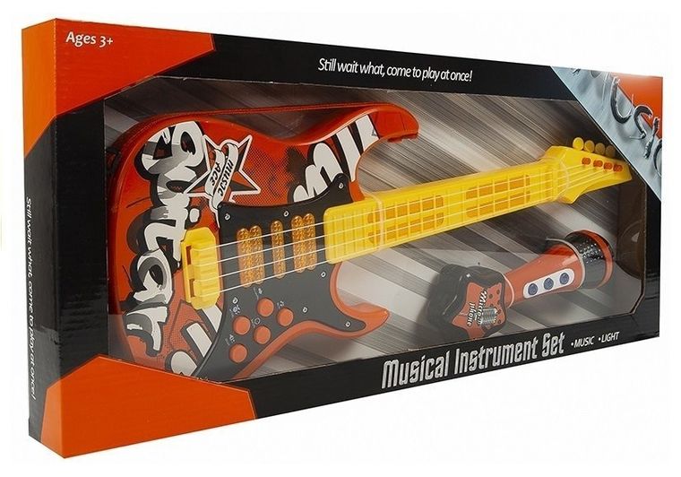 Lean Toys, gitara elektryczna z mikrofonem, czerwona