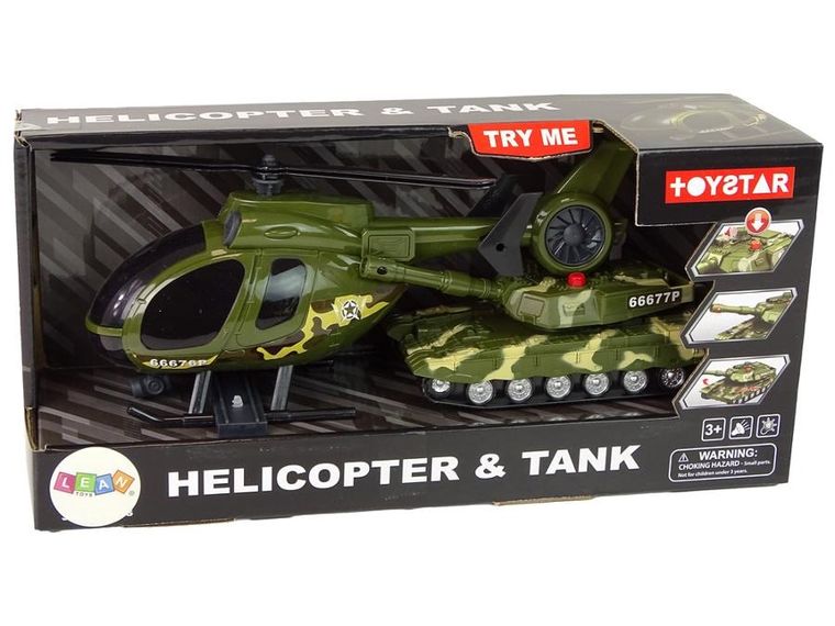 Lean Toys, interaktywne pojazdy wosjkowe, helikopter i czołg