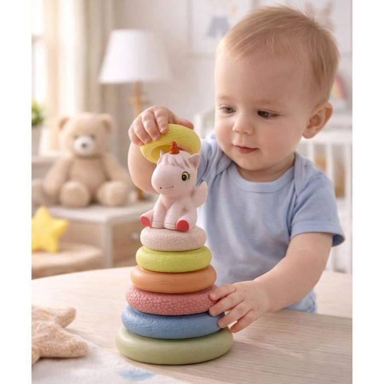 Lean Toys, jednorożce, piramidka, miękkie klocki, 13 elemenetów