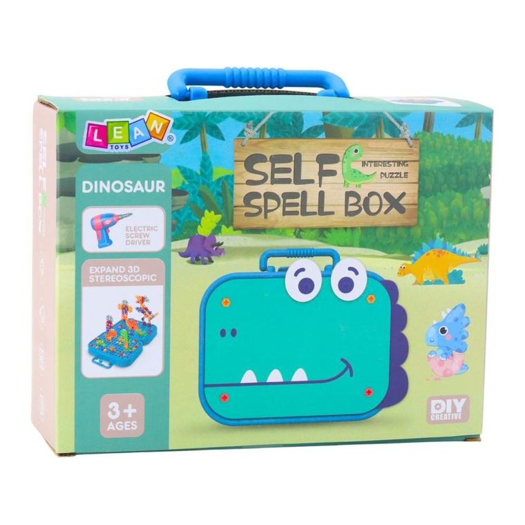 Lean Toys, klocki do skręcania z walizką, dinozaury, 228 elementów