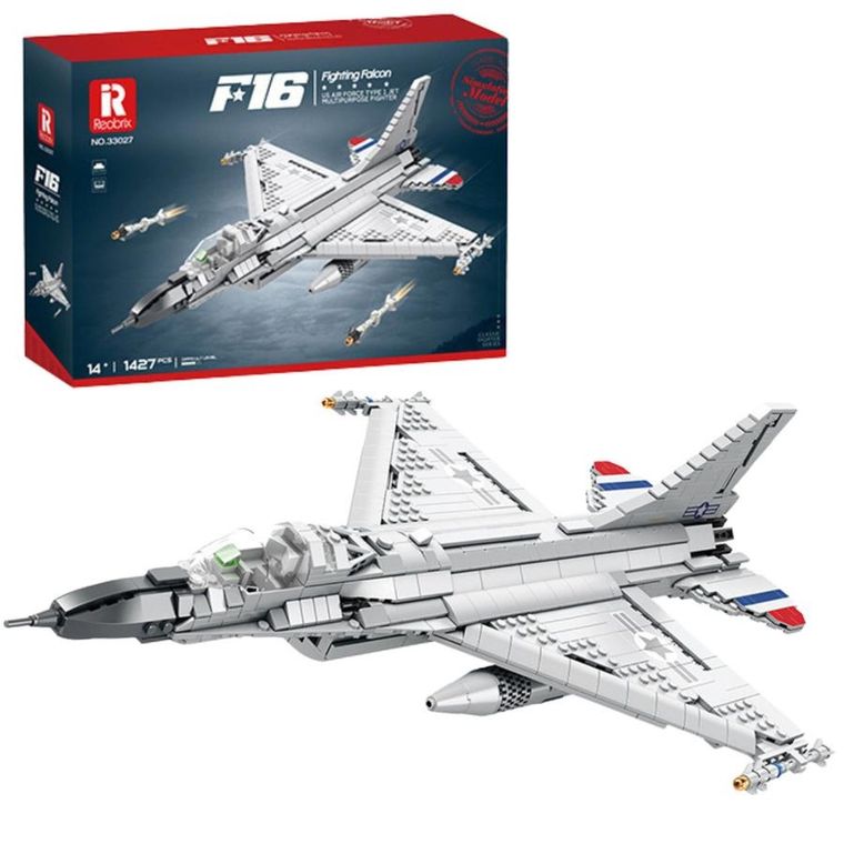 Lean Toys, klocki konstrukcyjne, myśliwiec F-16 Fighting, 1427 elementów