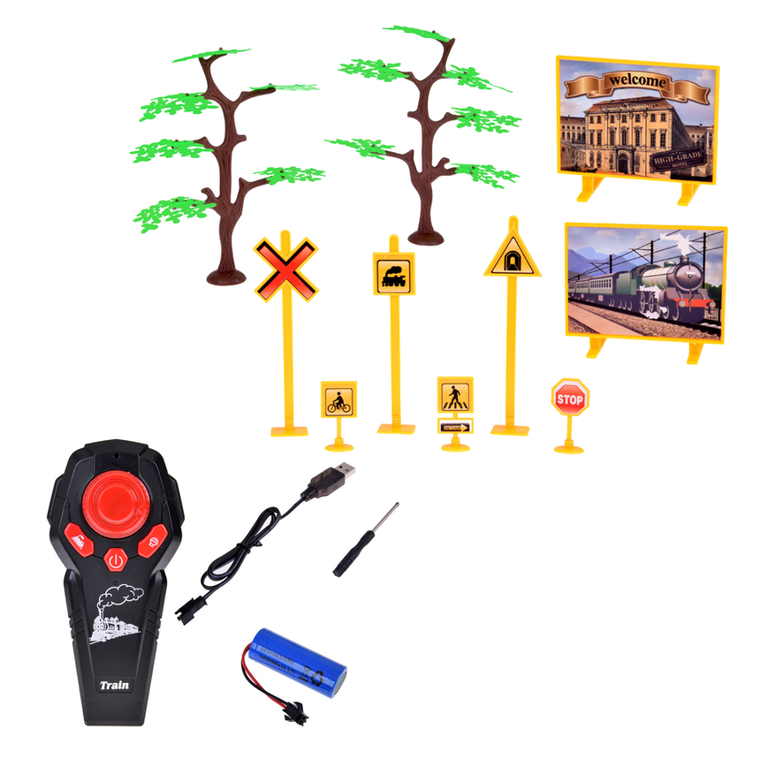 Lean Toys, kolejka zdalnie sterowana z funkcją dymu, 22 elementy