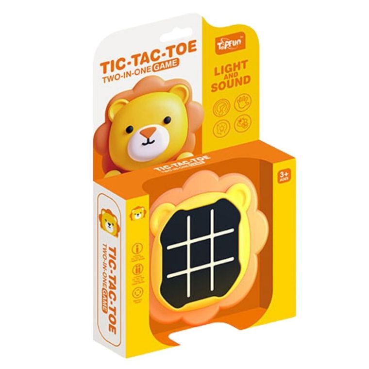 Lean Toys, kółko i krzyżyk + memory, gra elektroniczna 3w1, lew pomarańczowy