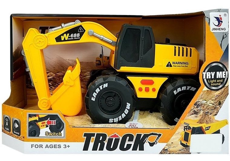 Lean Toys, koparka, interaktywny pojazd budowlany