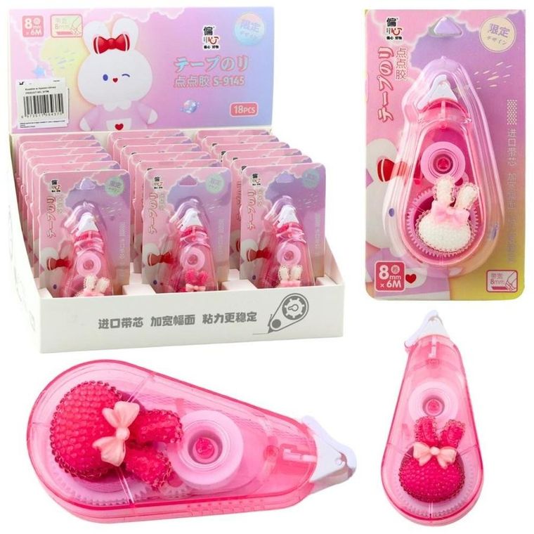 Lean Toys, korektor w taśmie myszka, różowy, 8mmx6m mix