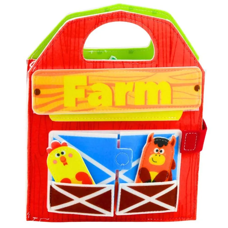 Lean Toys, książeczka sensoryczna 3D, filcowa, farma