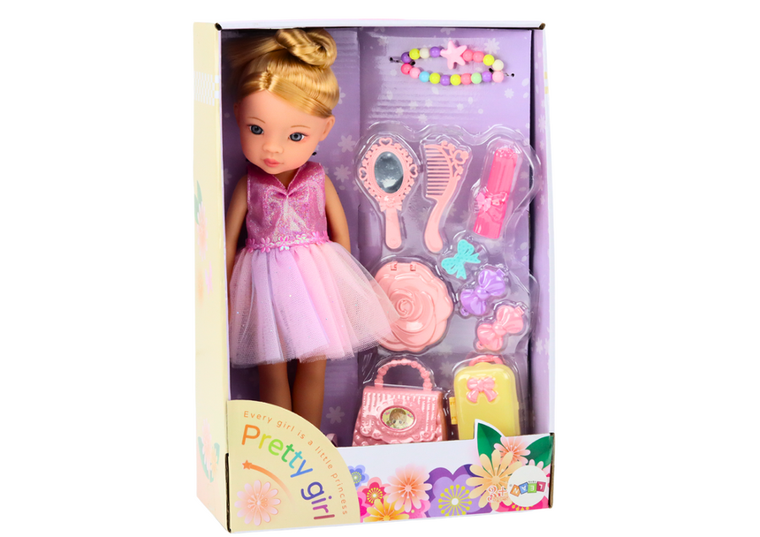 Lean Toys, lalka baletnica z akcesoriami, różowa