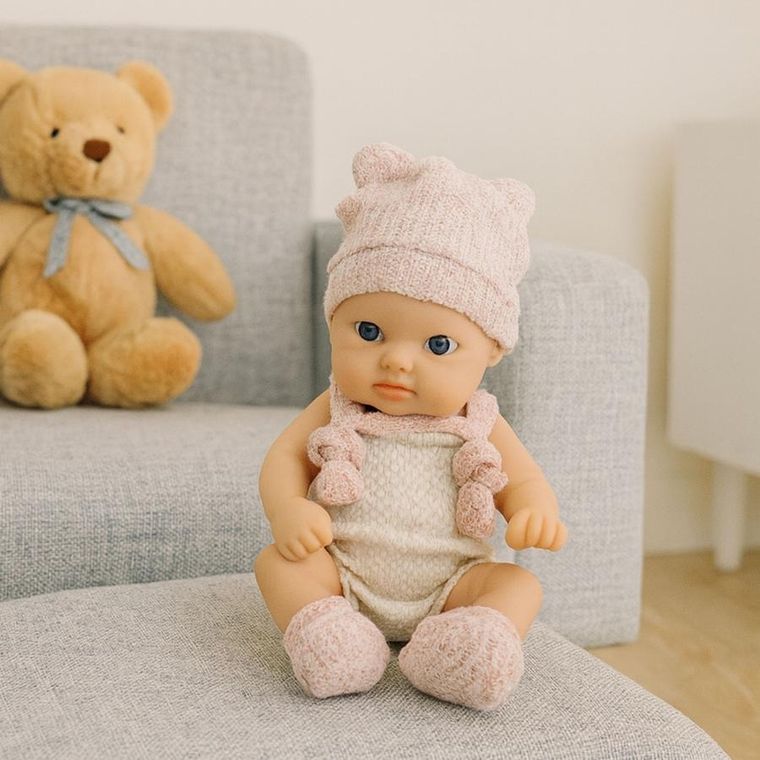 Lean Toys, lalka bobas, różowe ubranko, 18 cm