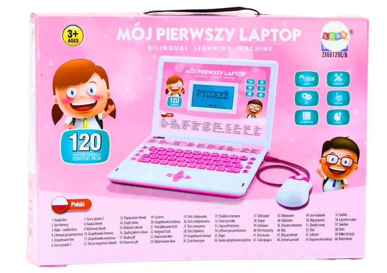 Lean Toys, laptop edukacyjny, niebieski