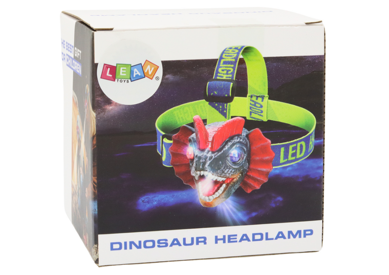 Lean Toys, latarka czołowa, regulowana, Dinozaur