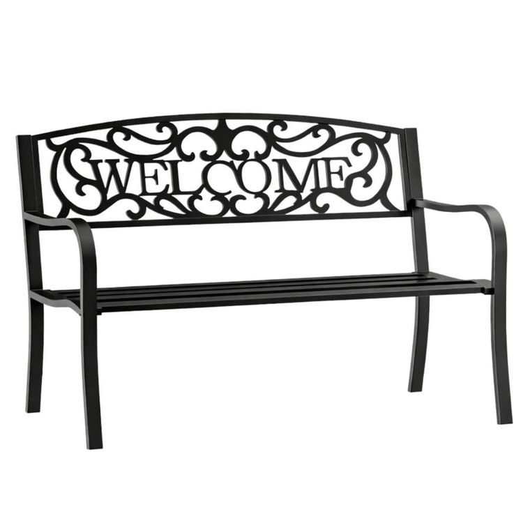 Lean Toys, ławka ogrodowa, metalowa, czarna, 127 cm