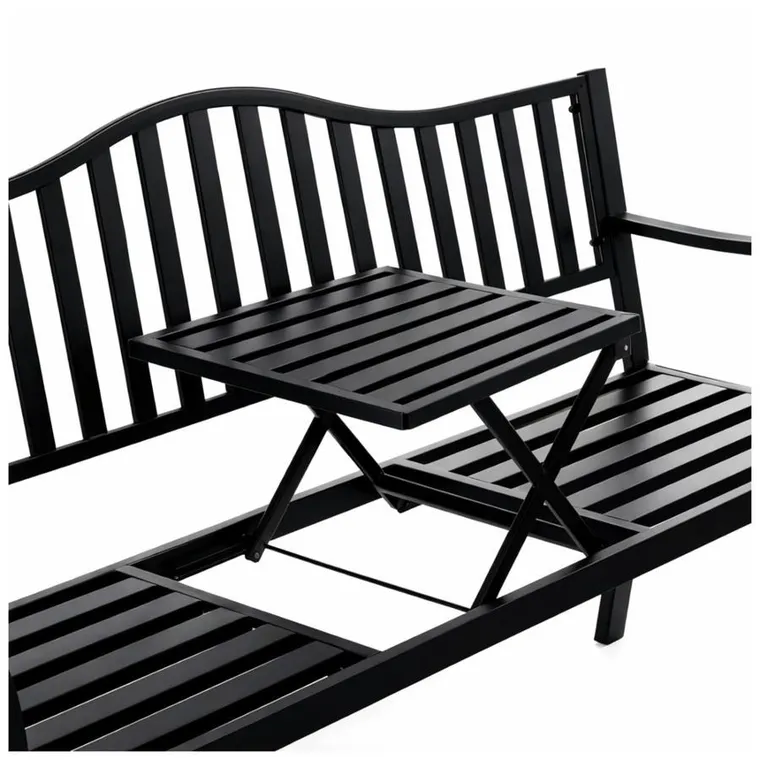 Lean Toys, ławka ogrodowa, metalowa, czarna, 150 cm