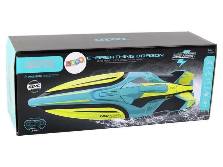 Lean Toys, łódź zdalnie sterowana,wodoodporna, żółto-turkusowa