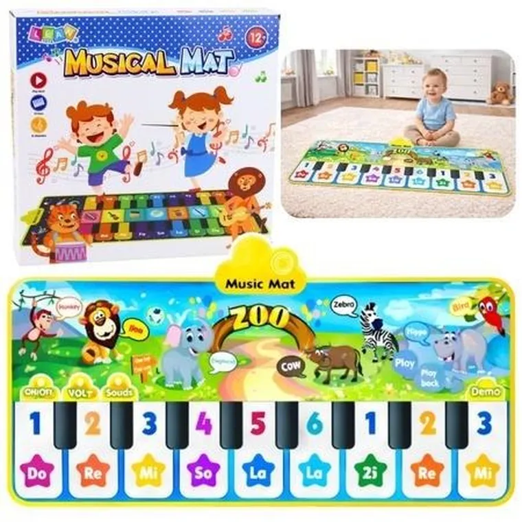 Lean Toys, mata interaktywna, pianinko, zwierzęta ZOO