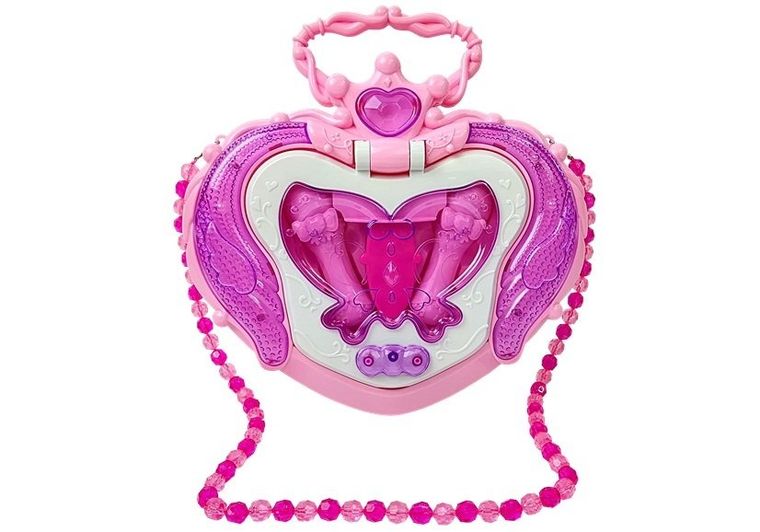 Lean Toys, mikrofon z głośnikiem na statywie, skłądany do torebki, różowy