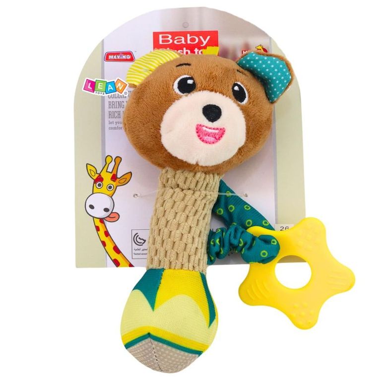 Lean Toys, miś, grzechotka pluszowa z gryzakiem