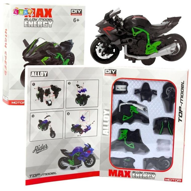 Lean Toys, motocykl, metalowy pojazd do skręcania, 1:14