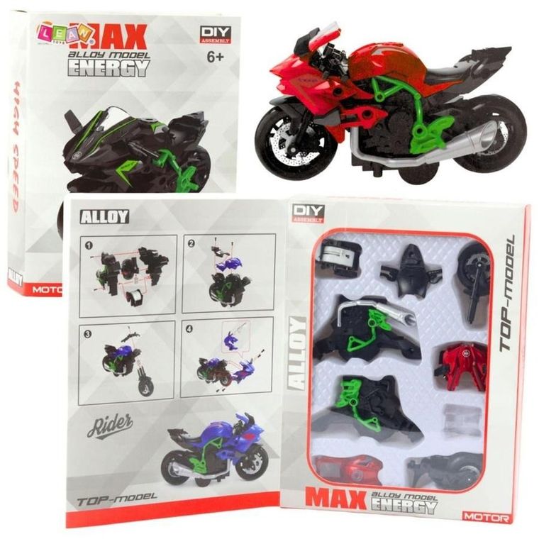Lean Toys, motocykl, metalowy pojazd do skręcania, 1:14