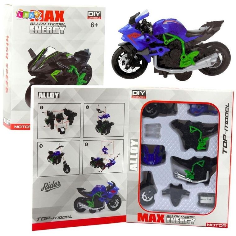 Lean Toys, motocykl, metalowy pojazd do skręcania, 1:14