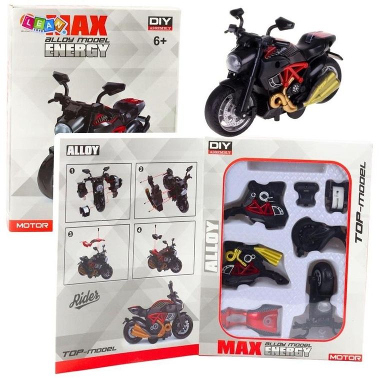Lean Toys, motocykl, metalowy pojazd do skręcania, 1:14