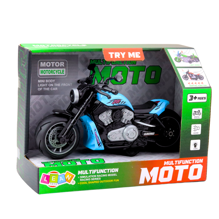 Lean Toys, motocykl, pojazd interaktywny, niebieski