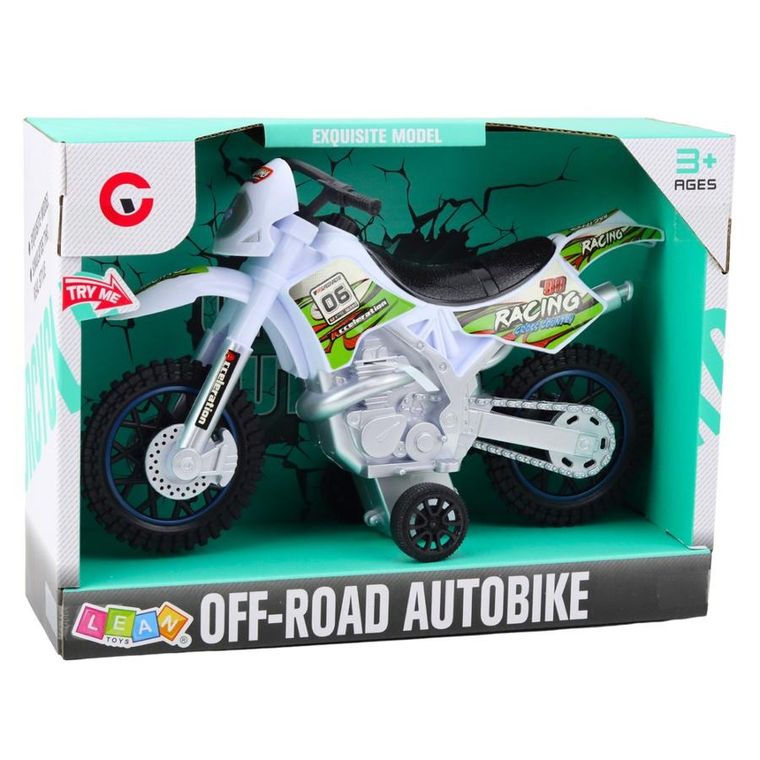 Lean Toys, motor crossowy off-road biały