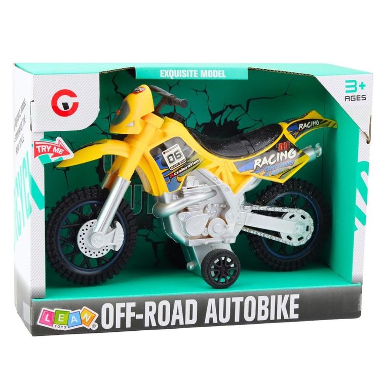 Lean Toys, motor crossowy off-road żółty