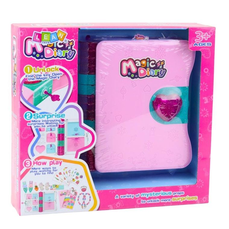 Lean Toys, pamiętnik na kłódkę + akcesoria, różowy