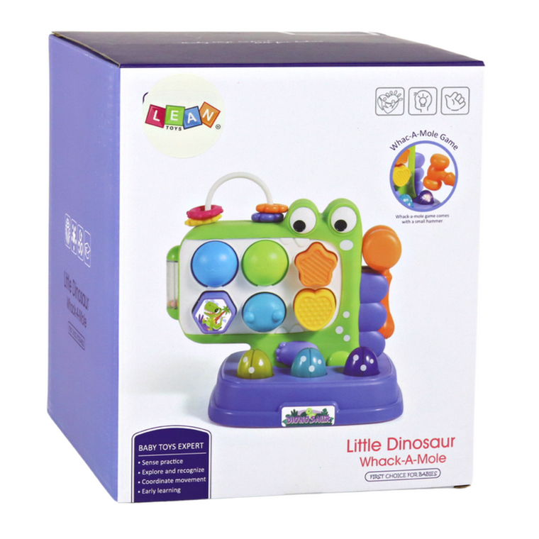 Lean Toys, panel edukacyjny z młotkiem, whack-a-mole, gra zręcznościowa, dinozaur