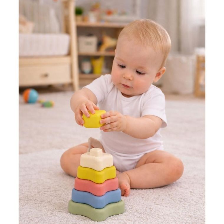 Lean Toys, piramida sensoryczna, miękkie klocki, gwiazdki, 6 elementów