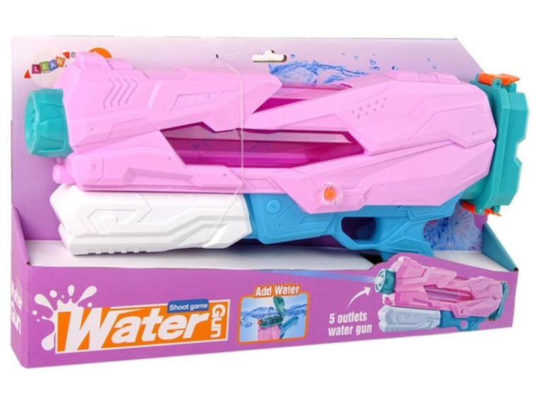 Lean Toys, pistolet na wodę, różowy, zasięg 8 m, 800 ml