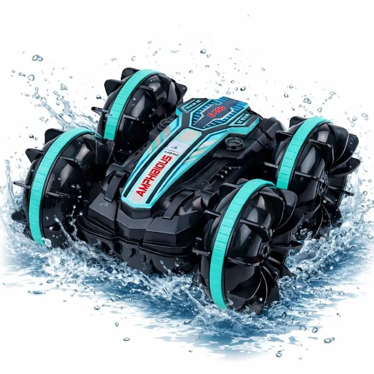 Lean Toys, pływający pojazd kaskaderski 4-4, zdalnie sterowany, turkusowy