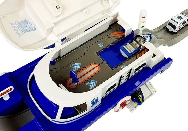 Lean Toys, Policja, interaktywna łódź transportowa z pojazdami