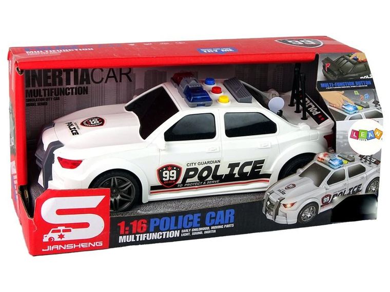 Lean Toys, policja, pojazd sportowy, 1:16, biały