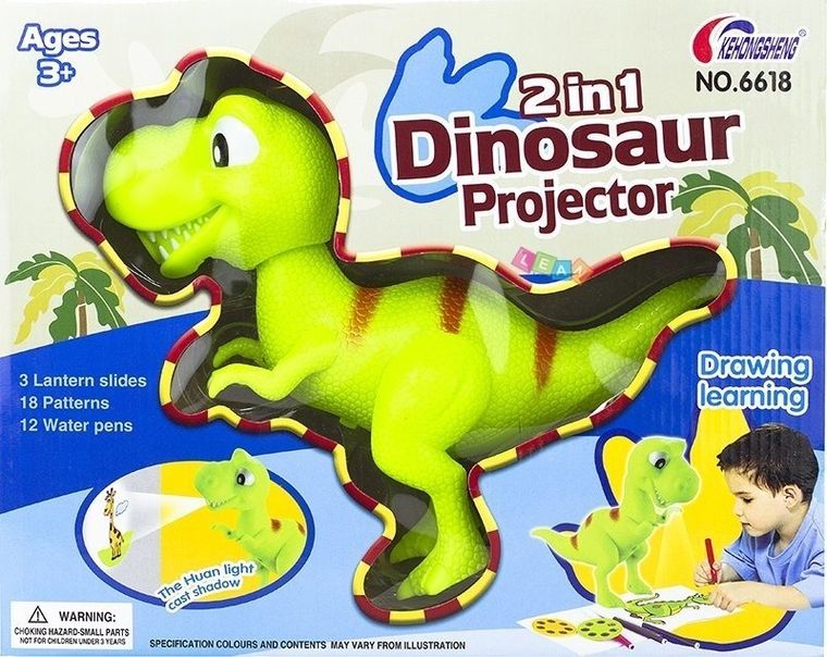 Lean Toys, projektor do nauki rysowania, dinozaur, 2w1