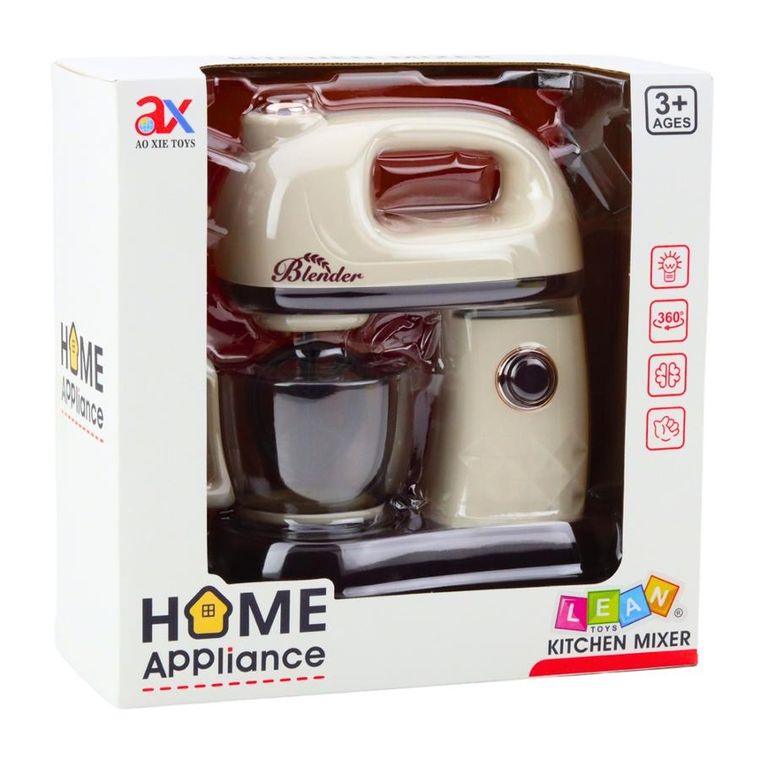 Lean Toys, robot mikser kuchenny dla dzieci obracająca się końcówka, 360° światła biały