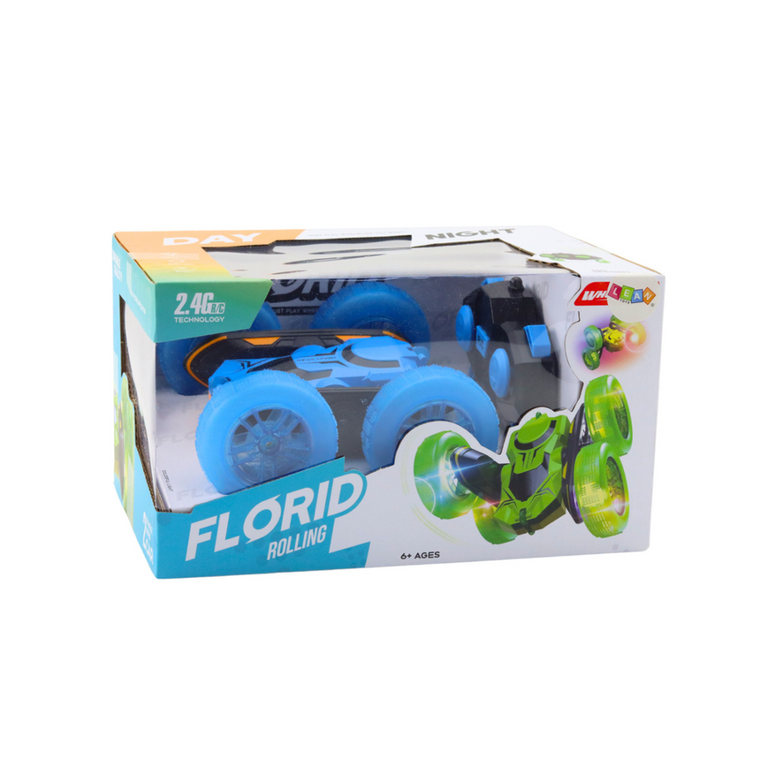 Lean Toys, samochód kaskaderski, pojazd zdalnie sterowany, niebieski