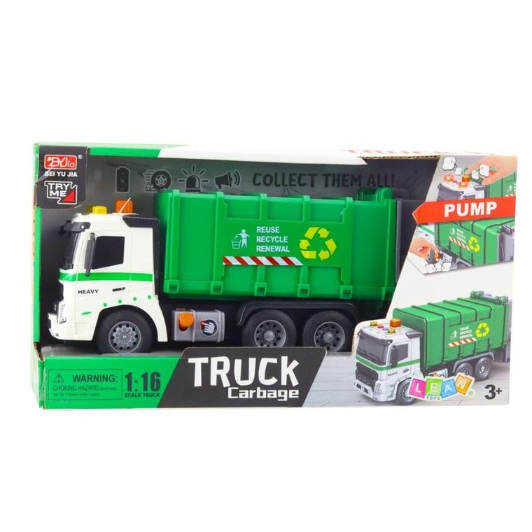 Lean Toys, śmieciarka z kontenerami na śmieci, pojazd interaktywny