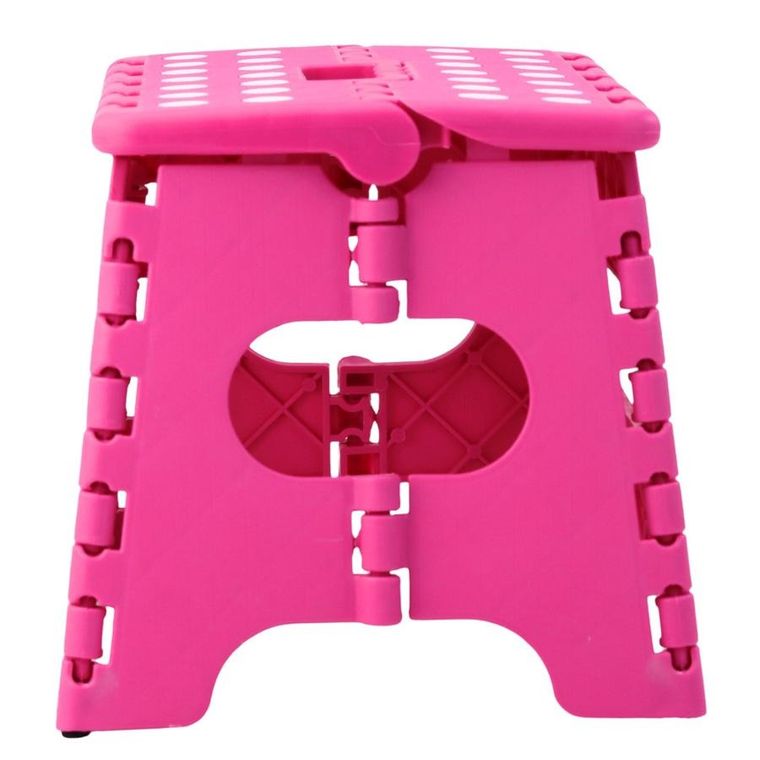 Lean Toys, stołek, składany podnóżek antypoślizgowy, różowy, 24-19 cm