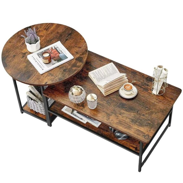 Lean Toys, stoliki kawowe 2w1, vintage drewno rustykalne, 123-60-51 cm