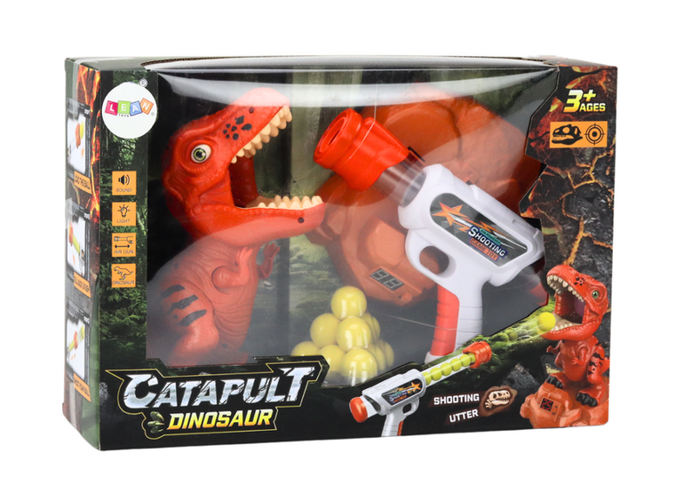 Lean Toys, strzelanie do dinozaura, pistolet z wyrzutnią kulek i figurką