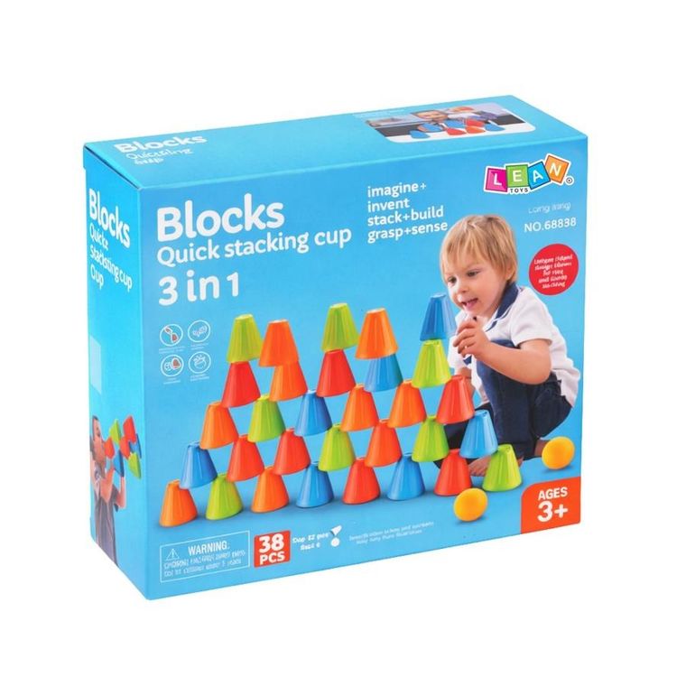 Lean Toys, szybkie kubeczki, gra zręcznościowa 3w1, 33 elementy