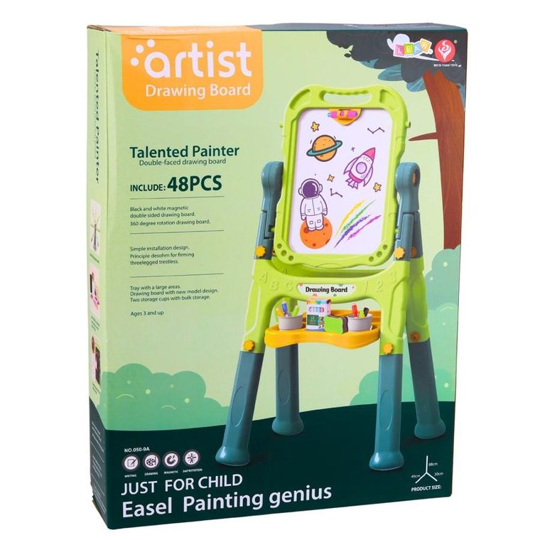 Lean Toys, tablica dwustronna, magnetyczna i kredowa, 48 elementów