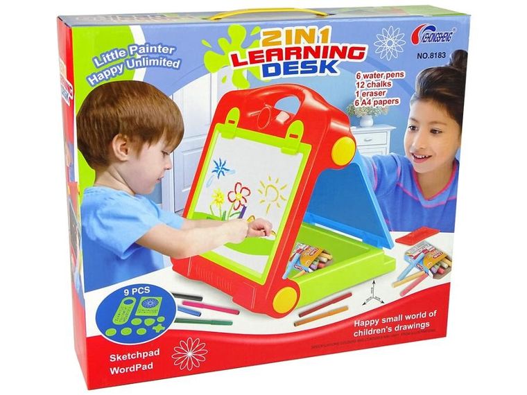 Lean Toys, tablica składana w walizkę 2w1, dwustronna