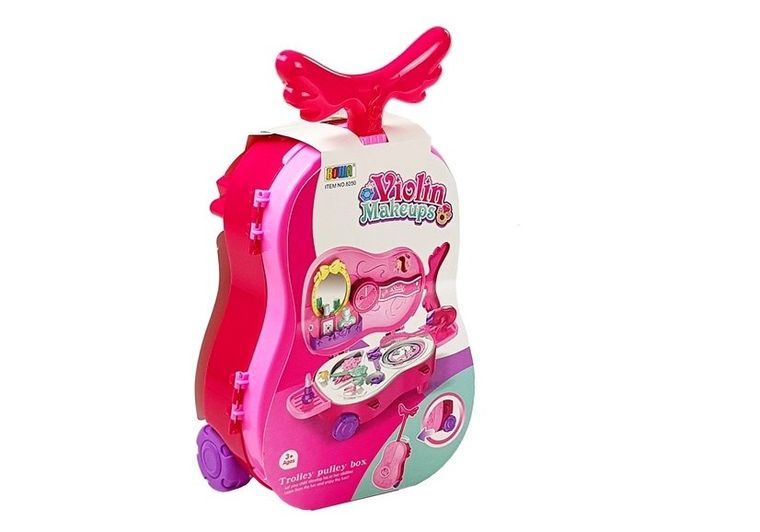 Lean Toys, toaletka w walizce na kółkach, skrzypce
