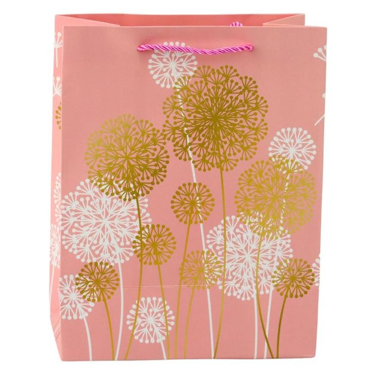 Lean Toys, torba prezentowa dmuchawce, złote elementy, 23-18-10,5 cm, 1 szt.